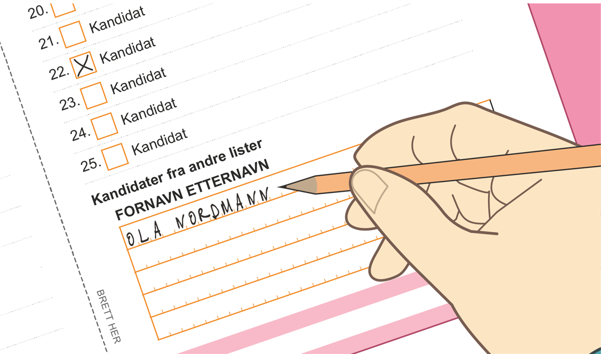 Illustrasjon av personsstemme ved kommunestyrevalg - Klikk for stort bilde