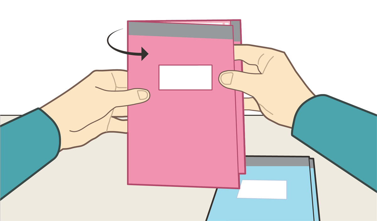 Illustrasjon av at en person bretter en stemmeseddel  - Klikk for stort bilde