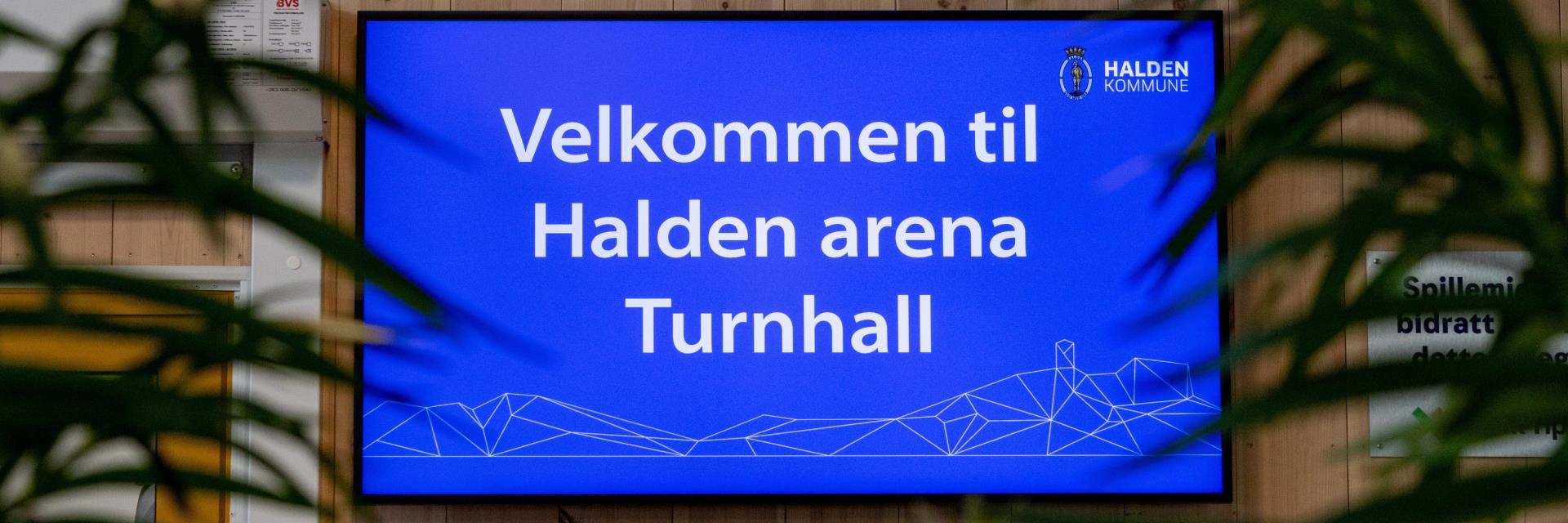 Informasjonsskjerm i Halden arena