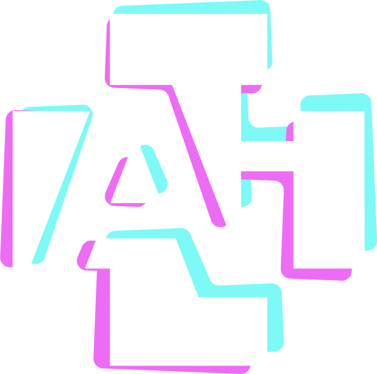 Logo for AI+ i rosa og turkis