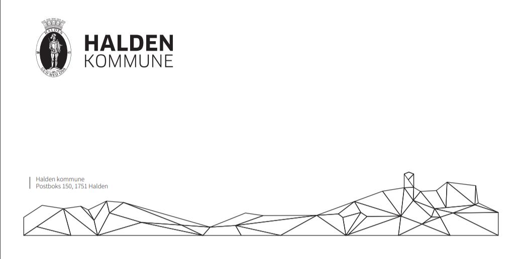 Bilde av konvolutt med Halden kommune designelement - Klikk for stort bilde