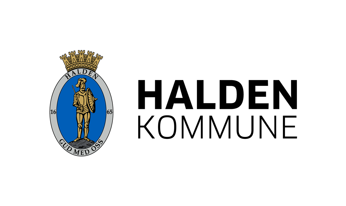 Halden kommunes logo med byvåpen og Halden kommune i skrift - Klikk for stort bilde